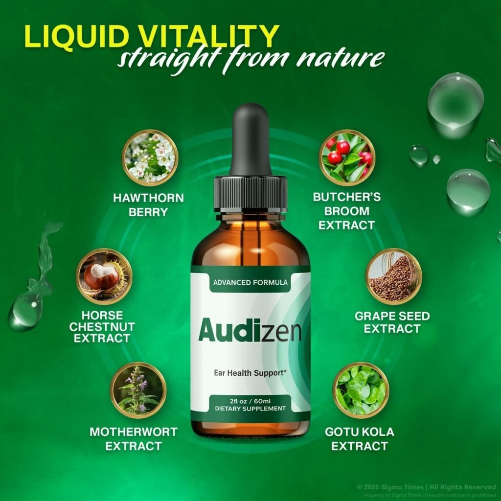Audizen drops bottle for natural hearing support and clarity